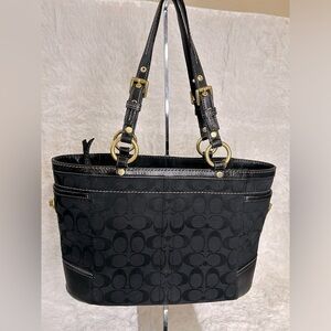 COACH SIGNATURE C GALLERY BLACK SHOULDER TOTE BAG PURSE SATCHEL